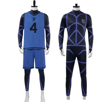 Blue Lock Costume Hyouma Chigiri Jersey Cosplay Number 4 Blue Uniform Outfits Halloween Carnival Suit